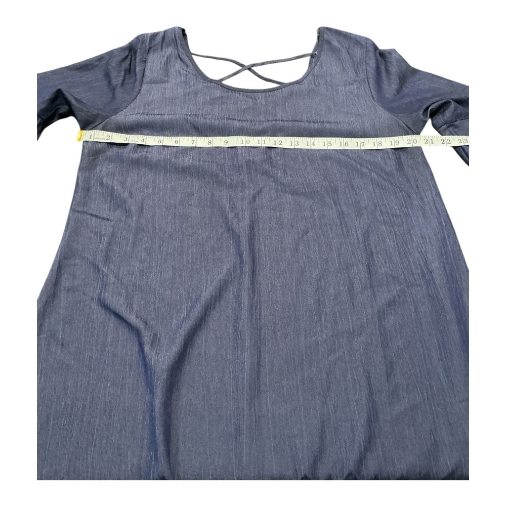 Naif Blue Chambray Bell Sleeve Dress with Crisscross Back - Size L. AA41 - Picture 5 of 8